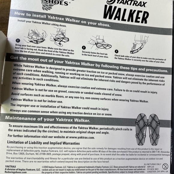 Yaktrax Walk Red Wing Shoes Traction Cleats Medium Black Ultralight Spikeless US - Picture 3 of 6